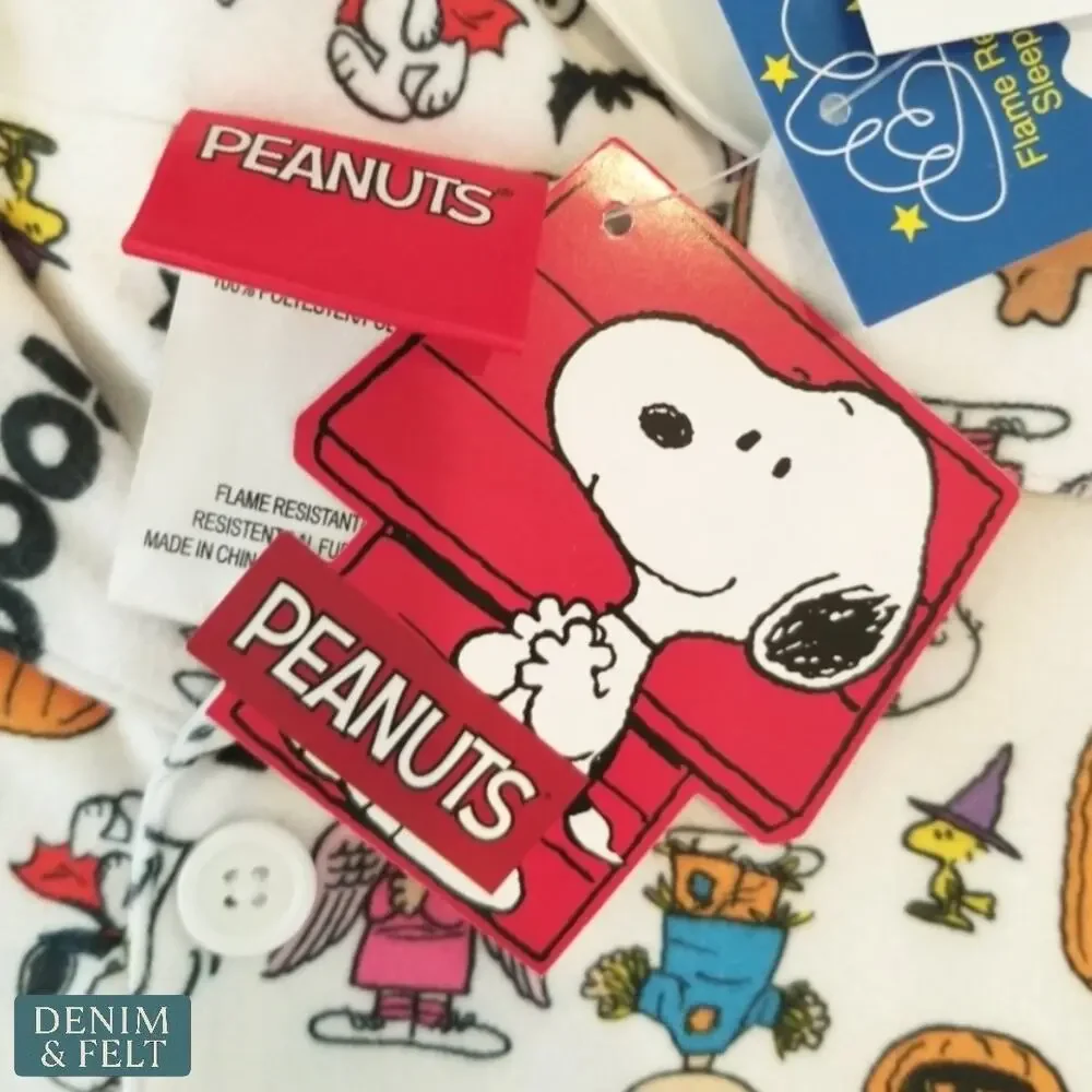 NEW Peanuts Snoopy Halloween Button Up Pajama Set Kids 4T Trick Or Treat Print‎
